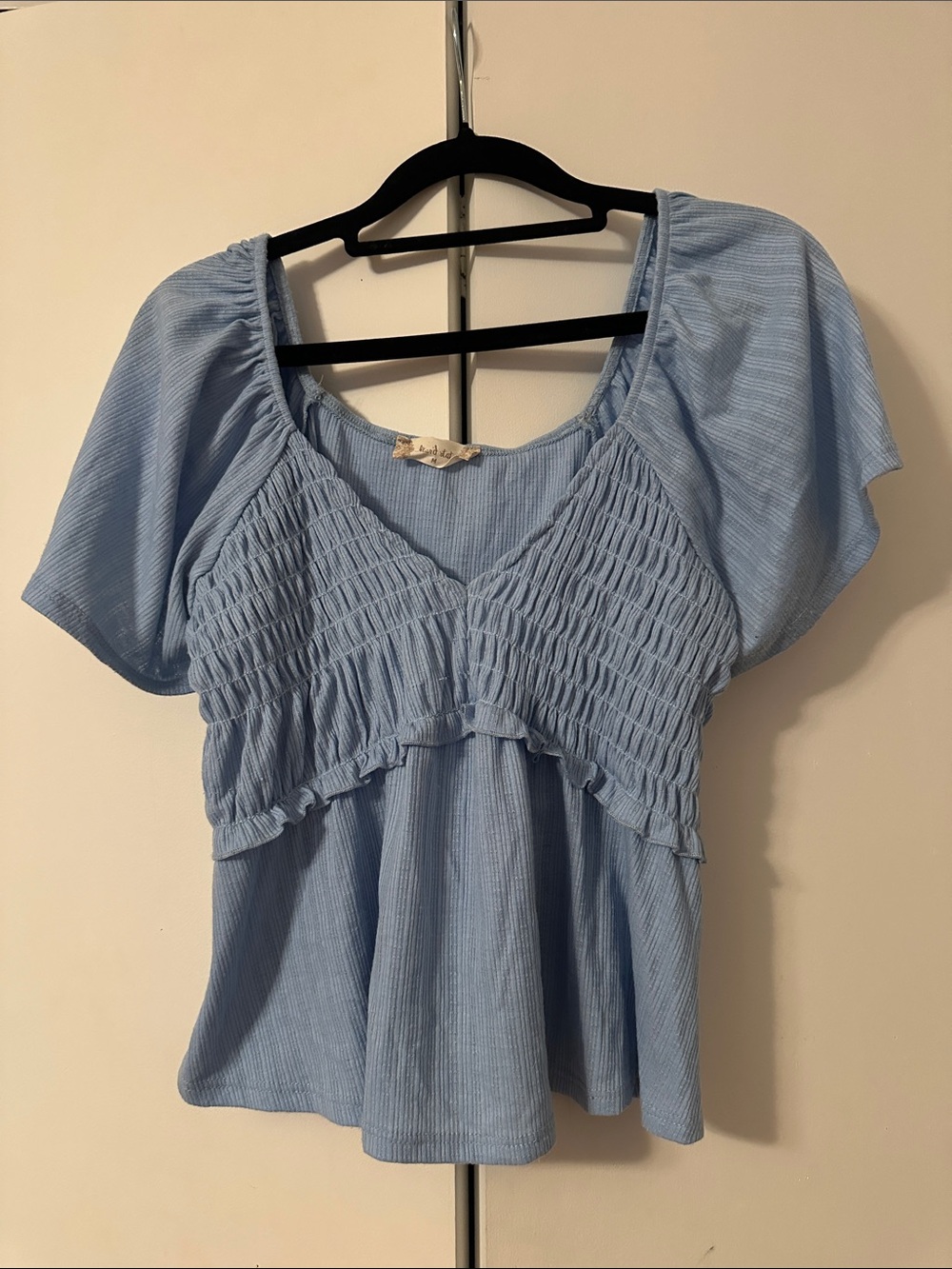 Altar'd State Smocked V-Neck Peplum Top - Light Blue